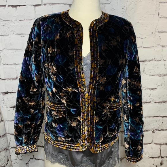 Rebecca Taylor Solstice Floral Velvet Jacket M NWT - Picture 2 of 12